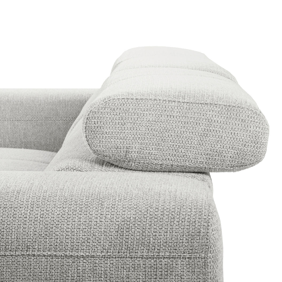 ECKSOFA TORINO Hellgrau Chenille Bettkasten, Kopfteilverstellung  - Schwarzchrom/Hellgrau, Design, Textil/Metall (173/247cm) - Livetastic