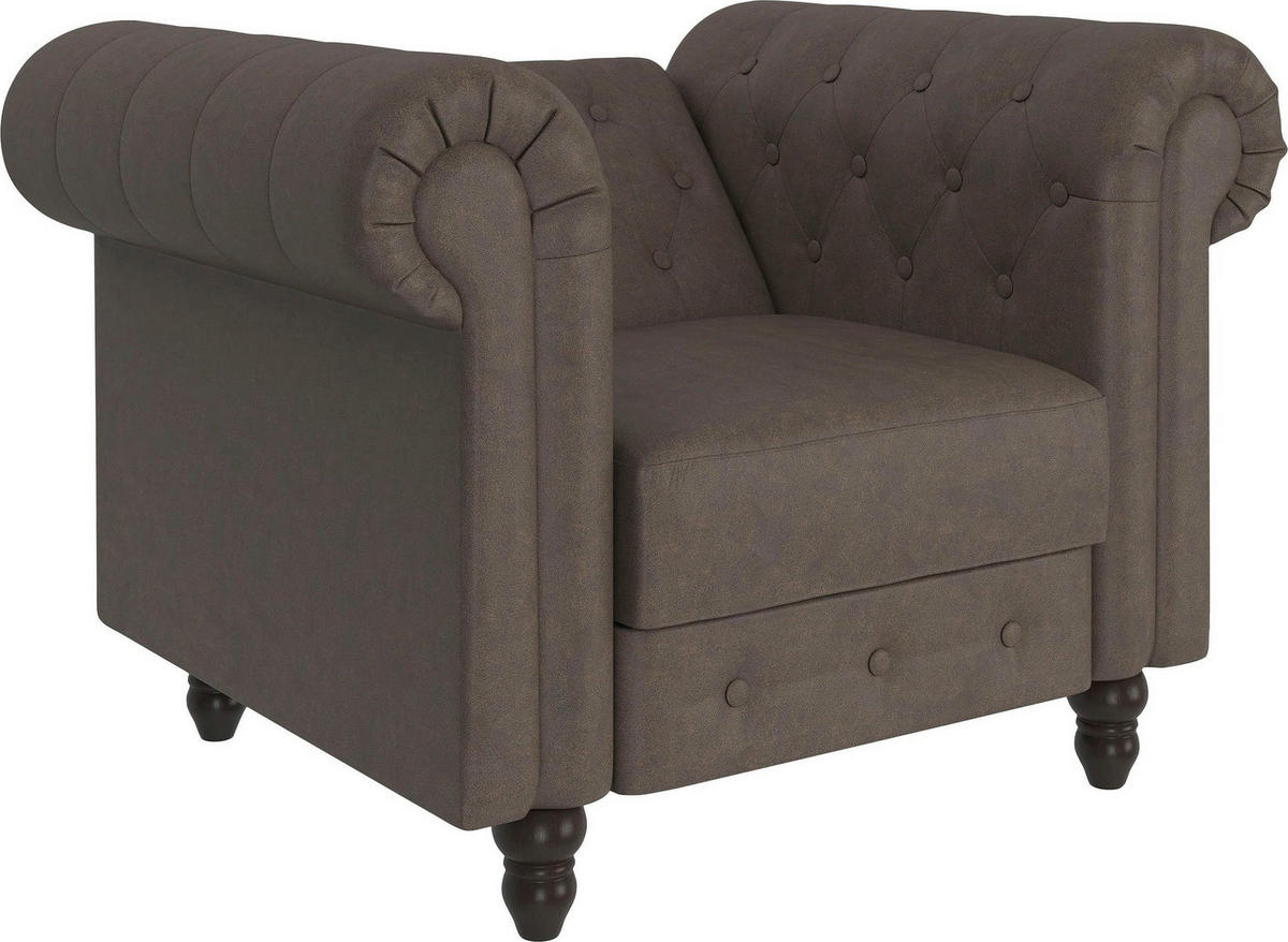 SESSEL in Mikrofaser Dunkelbraun  - Dunkelbraun/Schwarz, Basics, Holz/Textil (111/83/87cm) - Livetastic