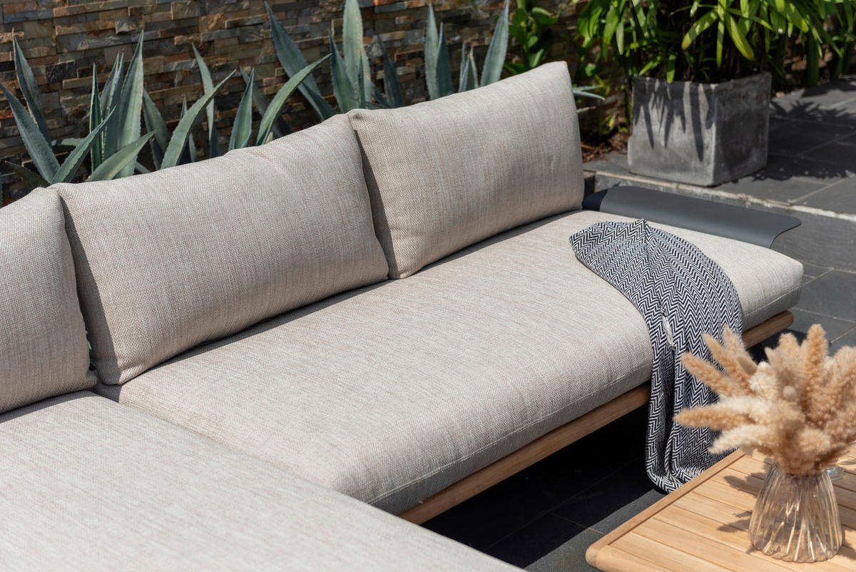 LOUNGEGARNITUR 150/280 cm Aluminium, Stahl  - Greige/Dunkelgrau, Design, Textil/Metall (150/280cm) - Amatio