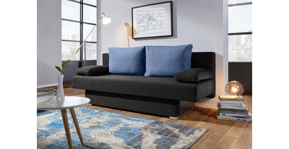 SCHLAFSOFA Webstoff Blau, Schwarz  - Blau/Alufarben, Design, Kunststoff/Textil (190/74-86/80cm) - Carryhome