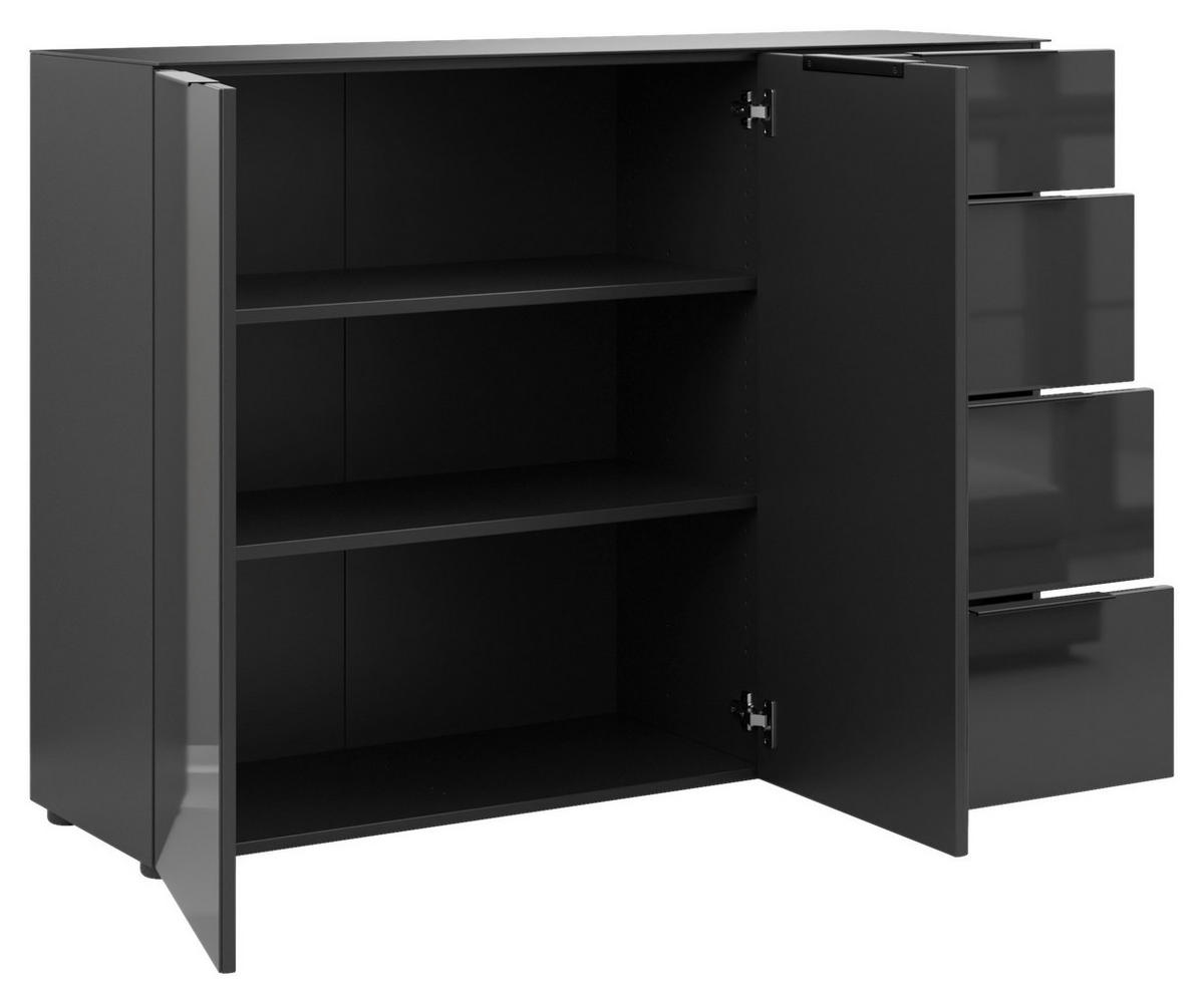 SIDEBOARD Style  in 135/99/40 cm  - Anthrazit/Anthrazit Hochglanz, Basics, Glas/Holzwerkstoff (135/99/40cm)