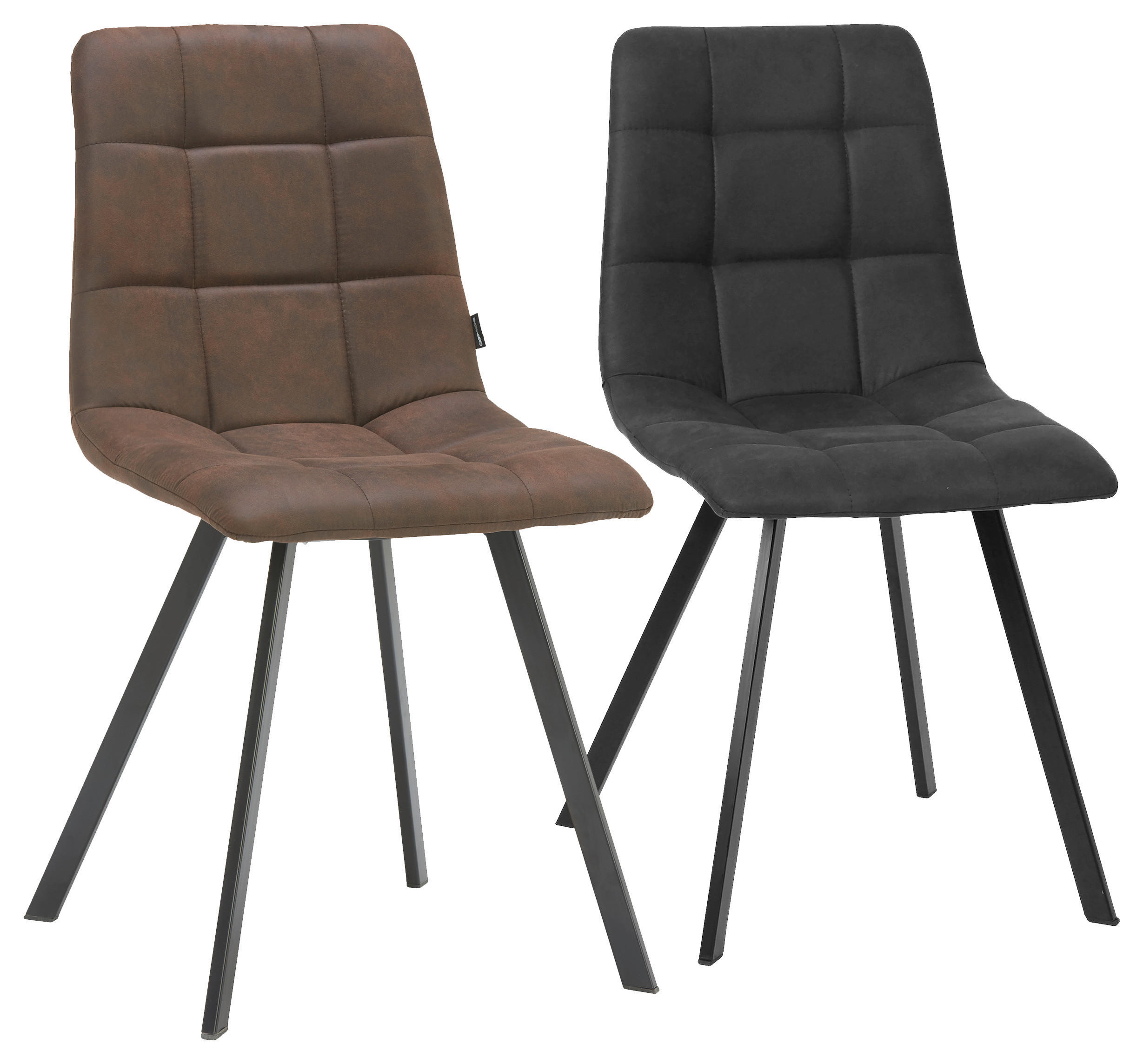 Thumbnail - Carryhome Stuhl, Braun, Schwarz, Metall, Textil, eckig, 46x88x54 cm, Esszimmer, Stühle, Esszimmerstühle, Vierfußstühle