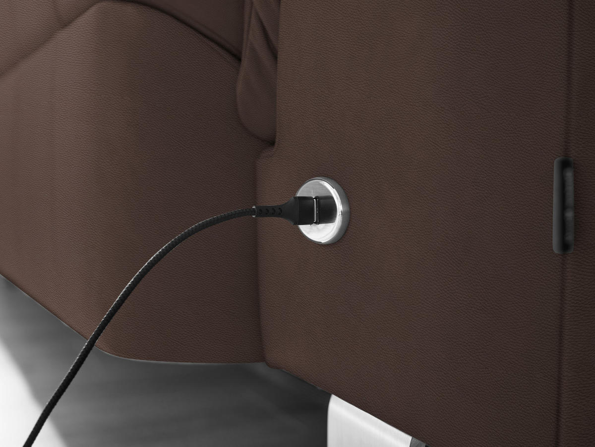 ECKSOFA in Echtleder Dunkelbraun  309/233 cm  - Edelstahlfarben/Dunkelbraun, Design, Leder/Metall (309/233cm) - Dieter Knoll