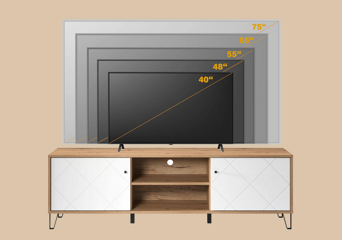 LOWBOARD TOUCH  183/56/40 cm  - Schwarz/Weiß, Design, Holzwerkstoff/Kunststoff (183/56/40cm) - MID.YOU