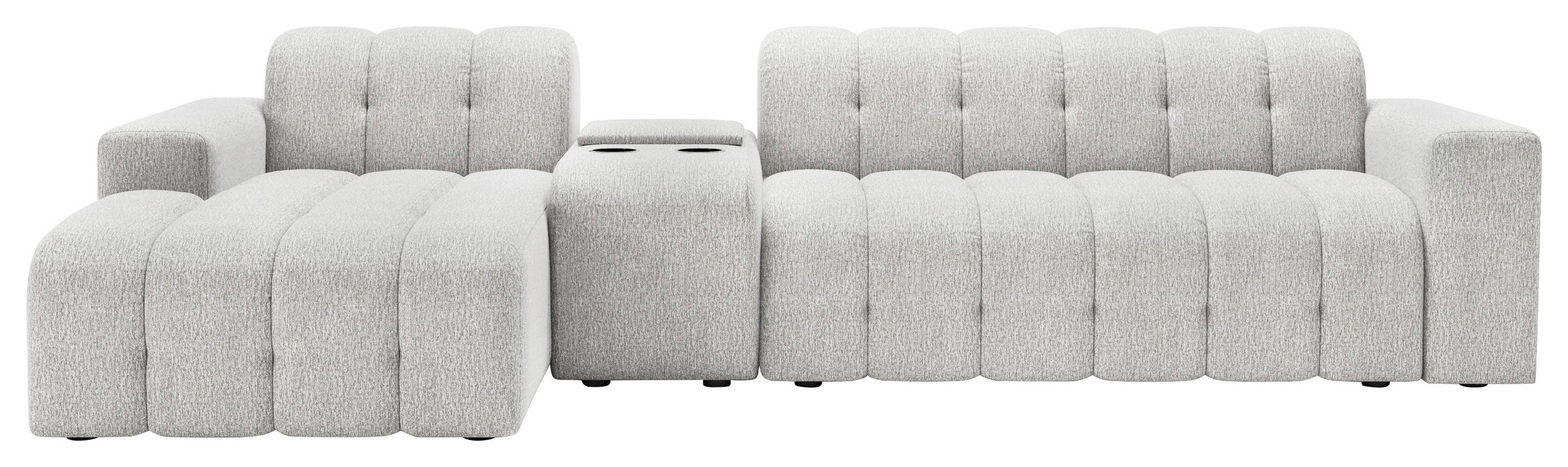 ECKSOFA Perlmutt Chenille Stauraum, Getränkehalter  - Perlmutt/Schwarz, MODERN, Kunststoff/Textil (150/299cm) - Milino