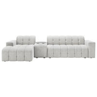 ECKSOFA Perlmutt Chenille Stauraum, Getränkehalter  - Perlmutt/Schwarz, MODERN, Kunststoff/Textil (150/299cm) - Milino