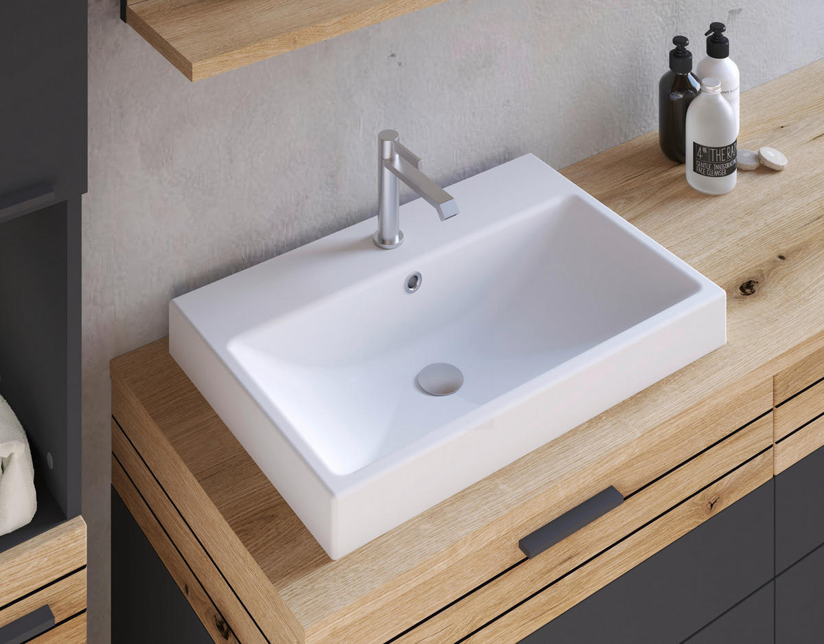 WASCHTISCHUNTERSCHRANK  - Eichefarben/Anthrazit, MODERN, Keramik/Holzwerkstoff (140/57/48cm) - MID.YOU