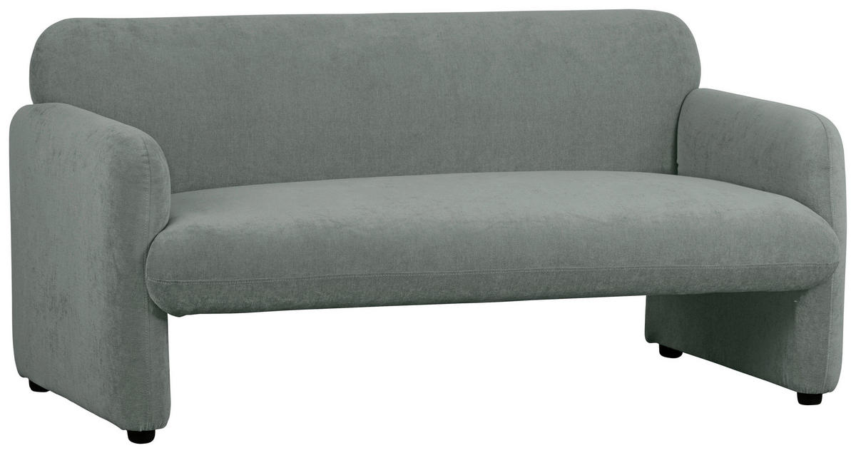 2-SITZER-SOFA MILA Samt Grau  - Schwarz/Grau, Design, Kunststoff/Textil (148/83/76cm) - MID.YOU
