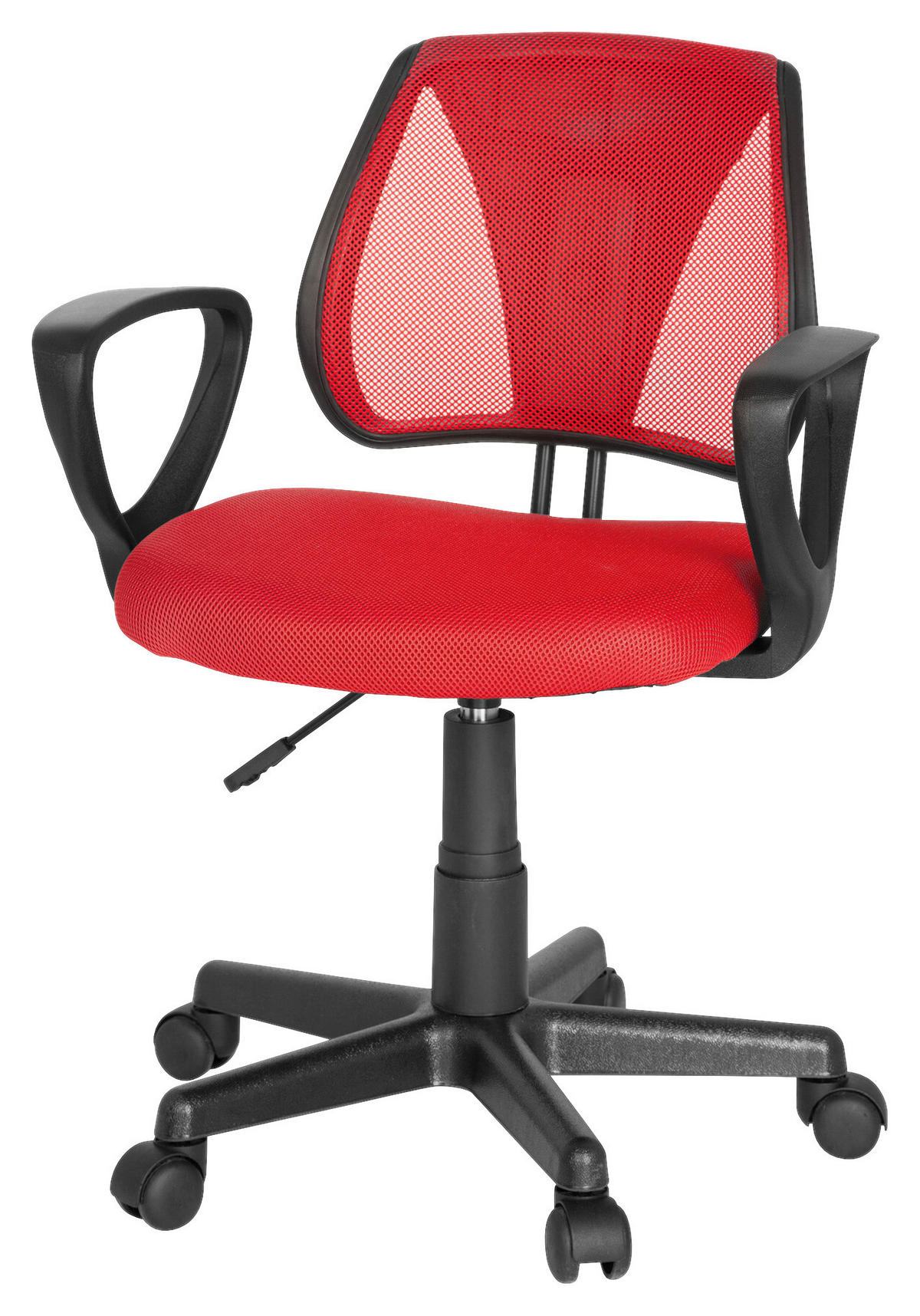 JUGENDDREHSTUHL Rot  - Rot/Schwarz, Basics, Kunststoff (58/75-92/45cm) - MID.YOU