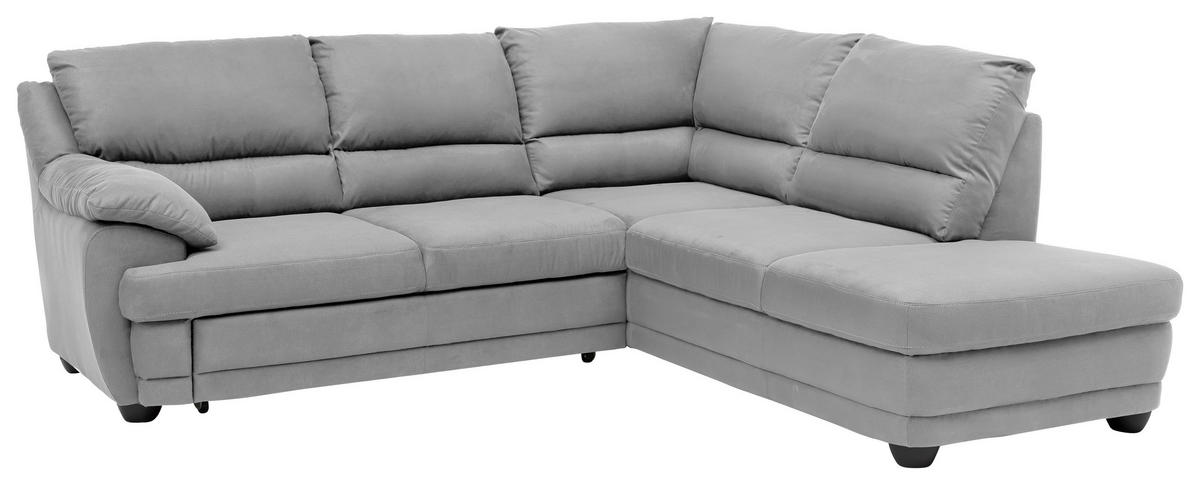 ECKSOFA in Mikrofaser Grau  - Schwarz/Grau, Design, Kunststoff/Textil (245/225cm) - Livetastic