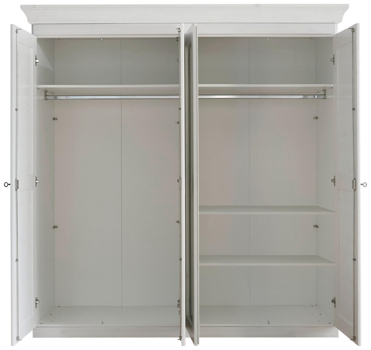 DREHTÜRENSCHRANK 205/210/64 cm 4-türig Weiß  - Weiß/Kupferfarben, ROMANTIK / LANDHAUS, Glas/Holz (205/210/64cm) - Boxxx