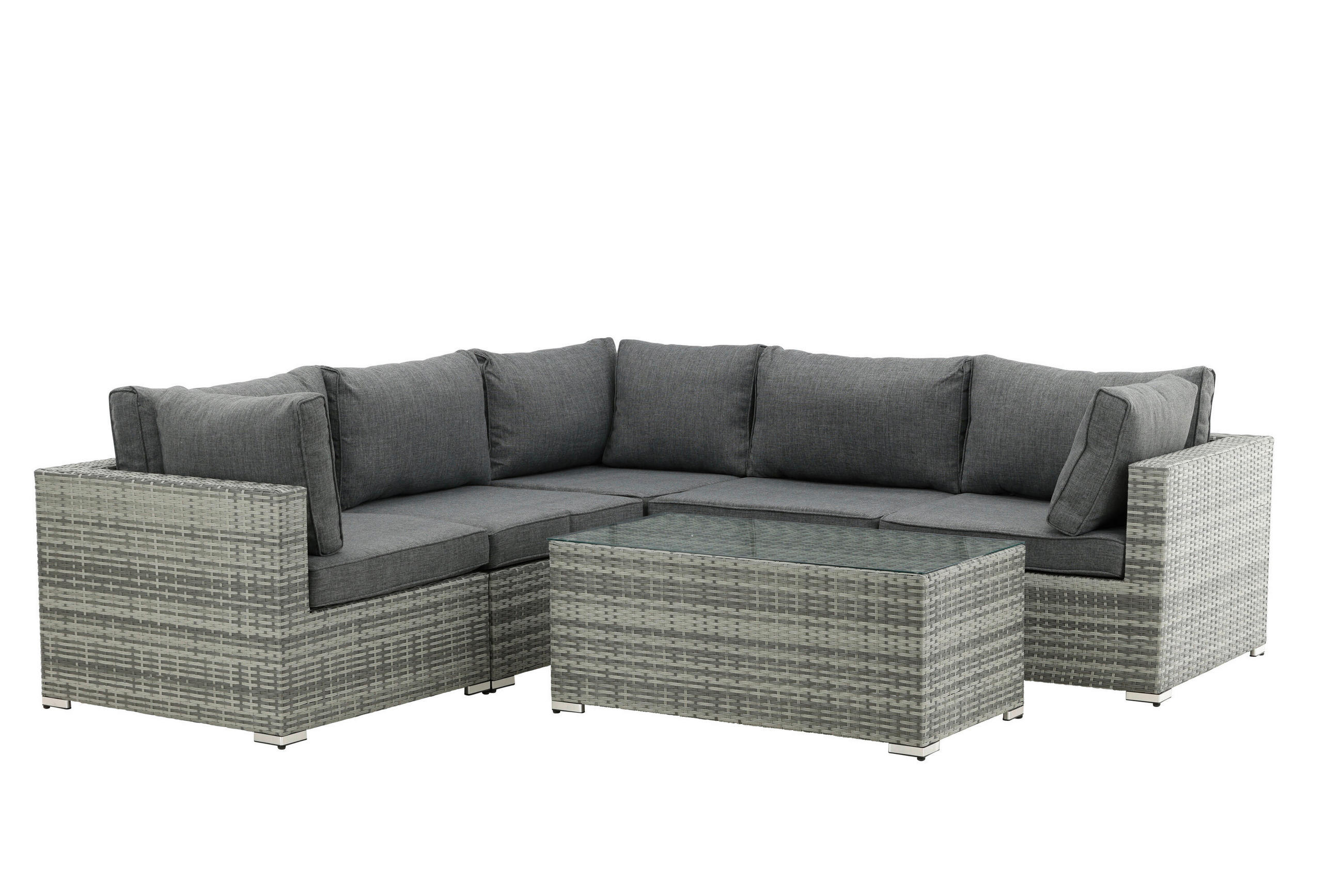 LOUNGEGRUPP  - grå, Modern, glas/textil (249/65/87cm) - Gardenson