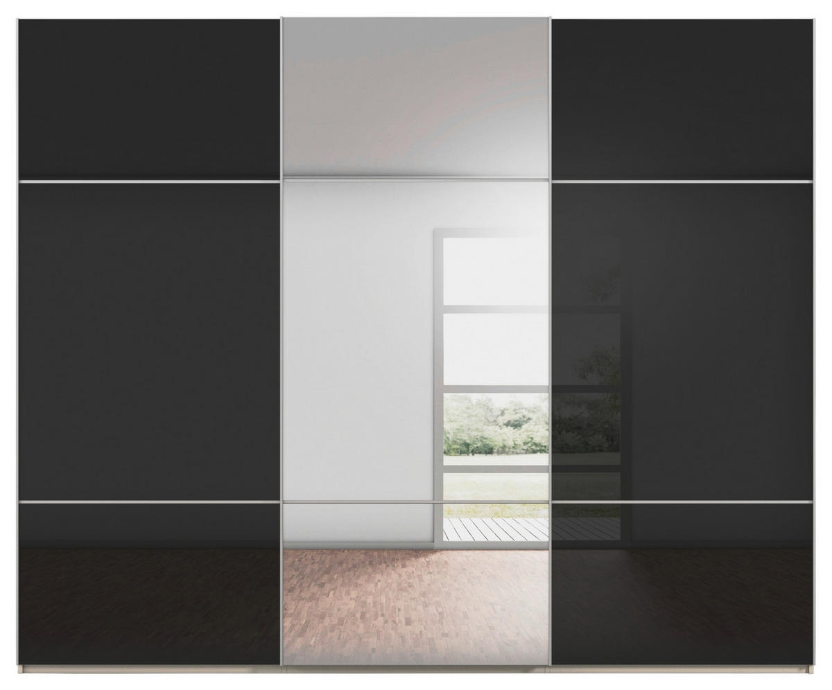 SCHWEBETÜRENSCHRANK in Schwarz, Champagner  - Champagner/Alufarben, Konventionell, Glas/Holzwerkstoff (242/223/68cm) - Novel
