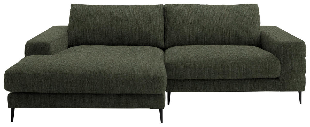 ECKSOFA in Flachgewebe Dunkelgrün  - Dunkelgrün/Schwarz, Design, Textil/Metall (177/253cm) - Dieter Knoll