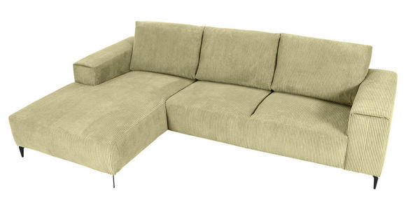 ECKSOFA in Cord Hellgrün  170/285 cm  - Schwarz/Hellgrün, KONVENTIONELL, Textil/Metall (170/285cm) - Carryhome