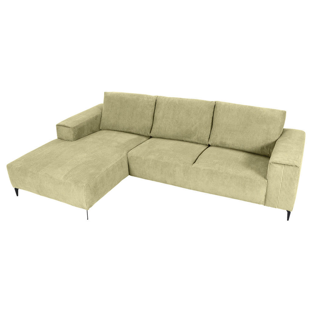 Thumbnail - Carryhome Ecksofa, Hellgrün, Textil, 2-3-Sitzer, Füllung: Schaumstoff, Ottomane links, L-Form, 285x170 cm, seitenverkehr...