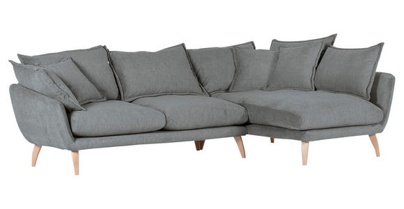 ECKSOFA in Mikrofaser Grau  - Buchefarben/Grau, Trend, Holz/Textil (267/170cm) - Ambia Home