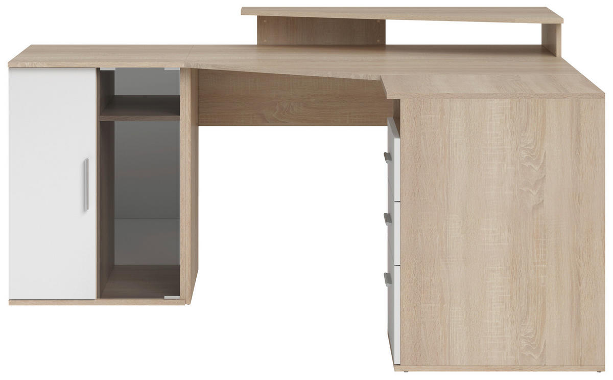 SAROKÍRÓASZTAL 173/75/140 cm  - ezüst/tölgyfa, Design, műanyag/faalapú anyag (173/75/140cm) - Carryhome