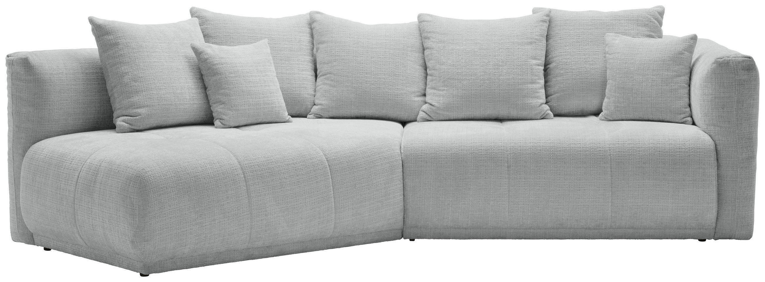 ECKSOFA in Chenille Hellgrau  - Hellgrau/Schwarz, Modern, Kunststoff/Textil (180/315cm) - Hom`in