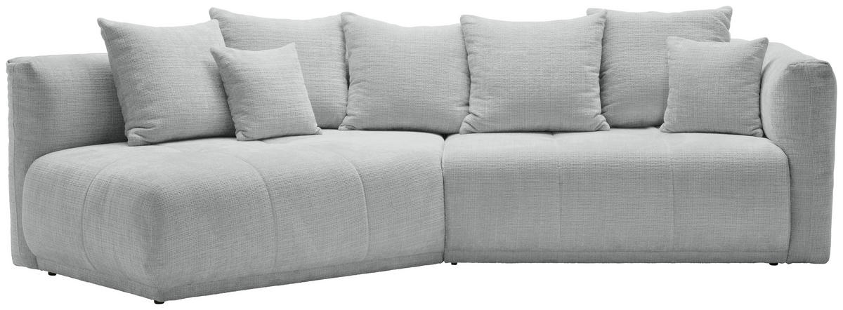 ECKSOFA in Chenille Hellgrau  - Hellgrau/Schwarz, Modern, Kunststoff/Textil (180/315cm) - Hom`in