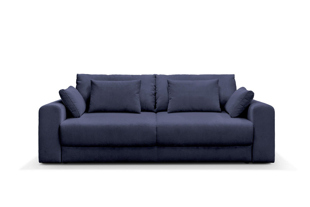 3-SITZER-SOFA MEGA Cord Dunkelblau  - Schwarz/Dunkelblau, Design, Textil (252cm) - MID.YOU