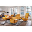 ECKSOFA in Echtleder Gelb  - Gelb/Alufarben, Design, Leder/Metall (239/271cm) - Cantus