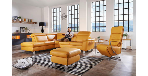 ECKSOFA in Echtleder Gelb  - Gelb/Alufarben, Design, Leder/Metall (239/271cm) - Cantus