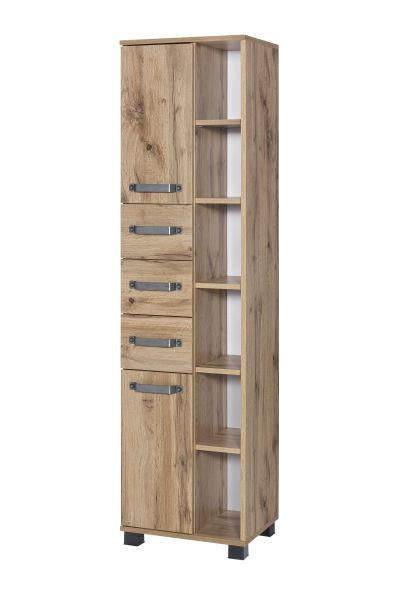 HOCHSCHRANK 41,9/163,7/32 cm - Eichefarben/Schwarz, KONVENTIONELL, Holzwerkstoff/Metall (41,9/163,7/32cm) - MID.YOU