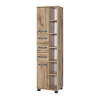 HOCHSCHRANK 41,9/163,7/32 cm  - Eichefarben/Schwarz, KONVENTIONELL, Holzwerkstoff/Metall (41,9/163,7/32cm) - MID.YOU