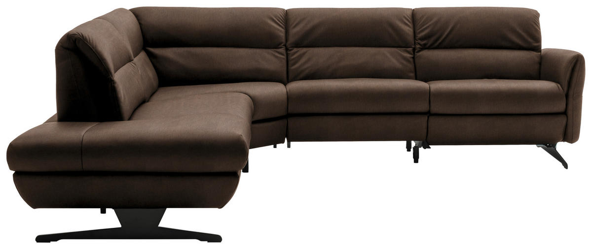 ECKSOFA Braun Echtleder  - Schwarz/Braun, Design, Leder/Metall (258/286cm) - Schöner Wohnen