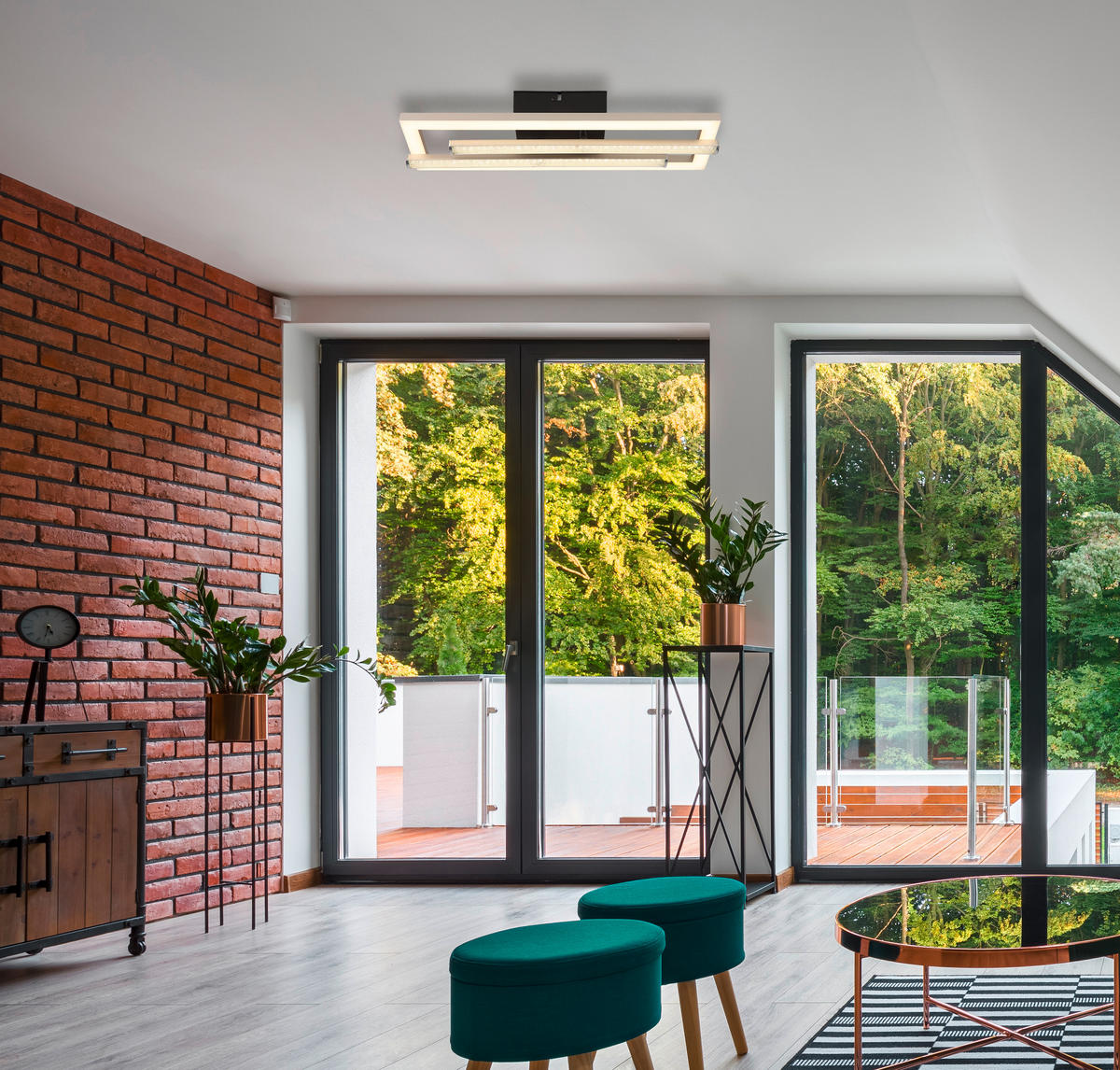 LED-DECKENLEUCHTE    40/37,5/6,3 cm  - Klar/Opal, Design, Kunststoff (40/37,5/6,3cm) - Globo