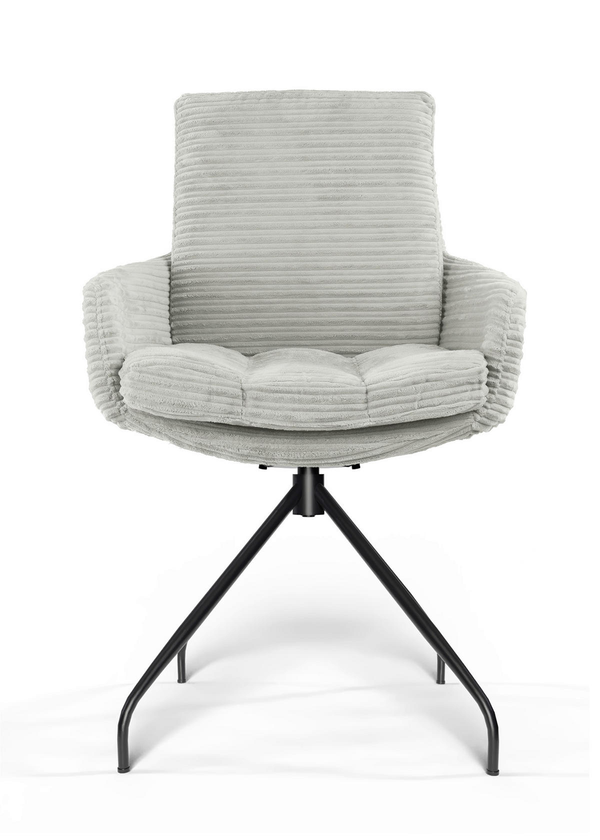 ARMLEHNSTUHL  Beinauswahl, Sitzfläche 360° drehbar, automatische Rückholfunktion, Stoff-/Lederauswahl gerippt  Naturfarben  - Schwarz/Naturfarben, Design, Textil/Metall (60/91/62cm) - Valdera