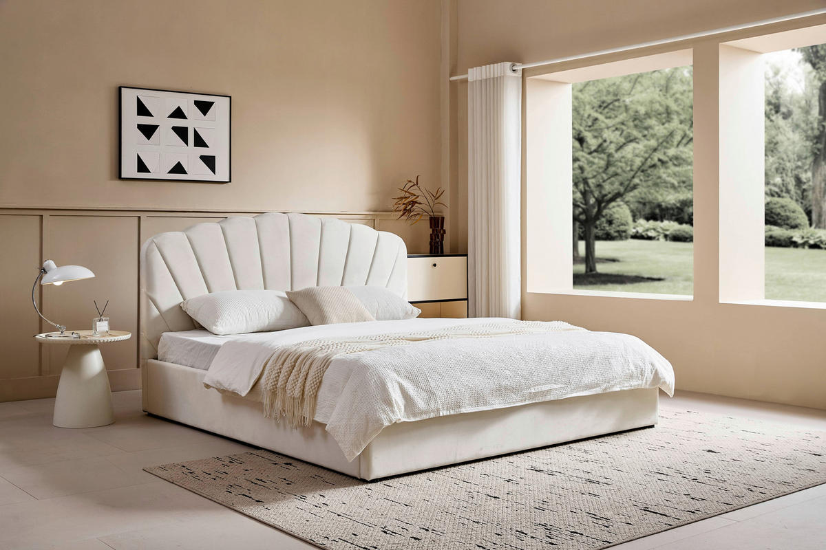 POLSTERBETT Lattenrost, Bettkasten 180/200 cm  in Beige  - Beige/Schwarz, Trend, Holz/Kunststoff (180/200cm) - Ambia Home