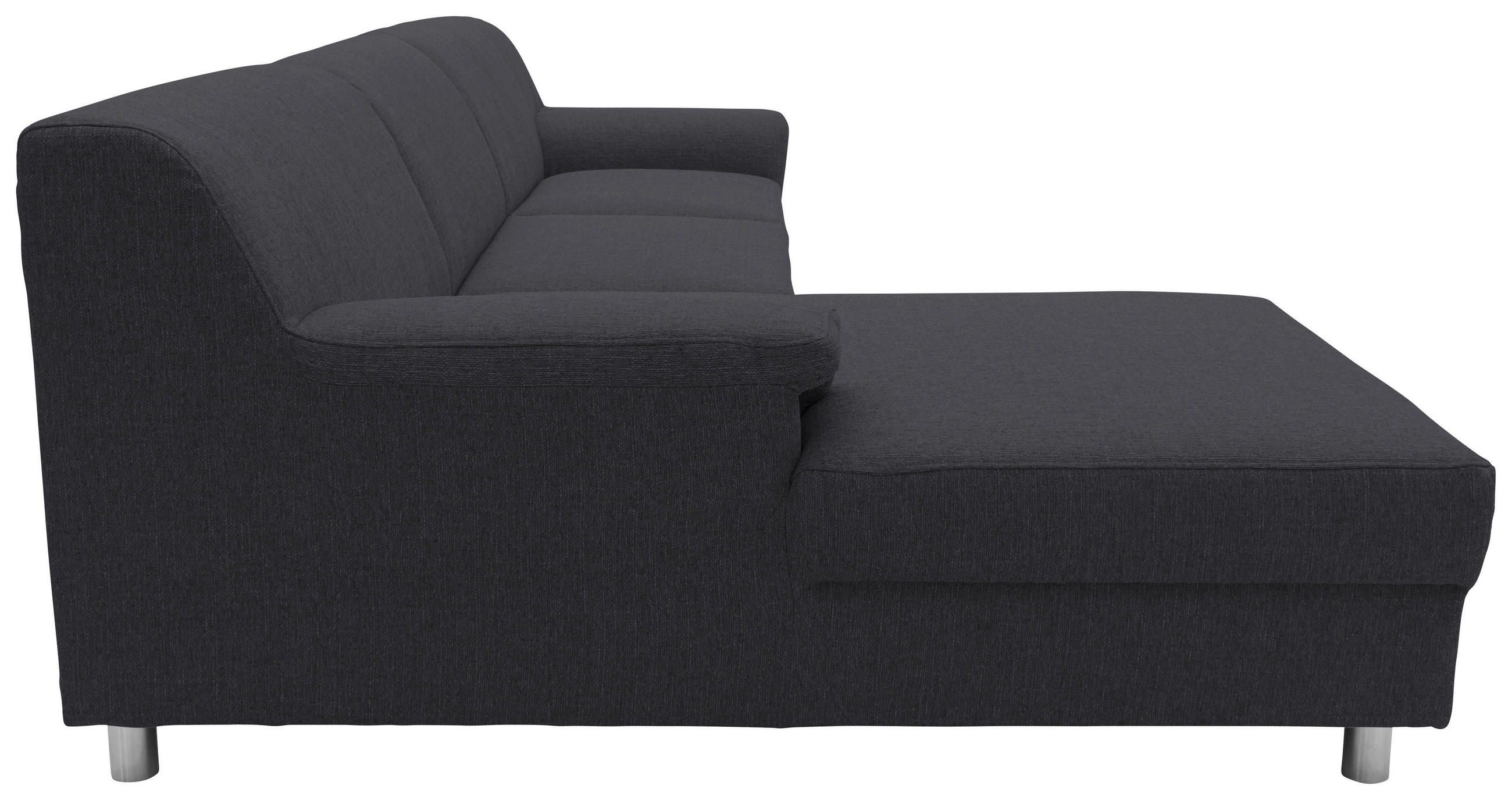 Ecksofa Schlammfarben Webstoff  - Chromfarben/Schlammfarben, KONVENTIONELL, Textil/Metall (150/251cm) - MID.YOU