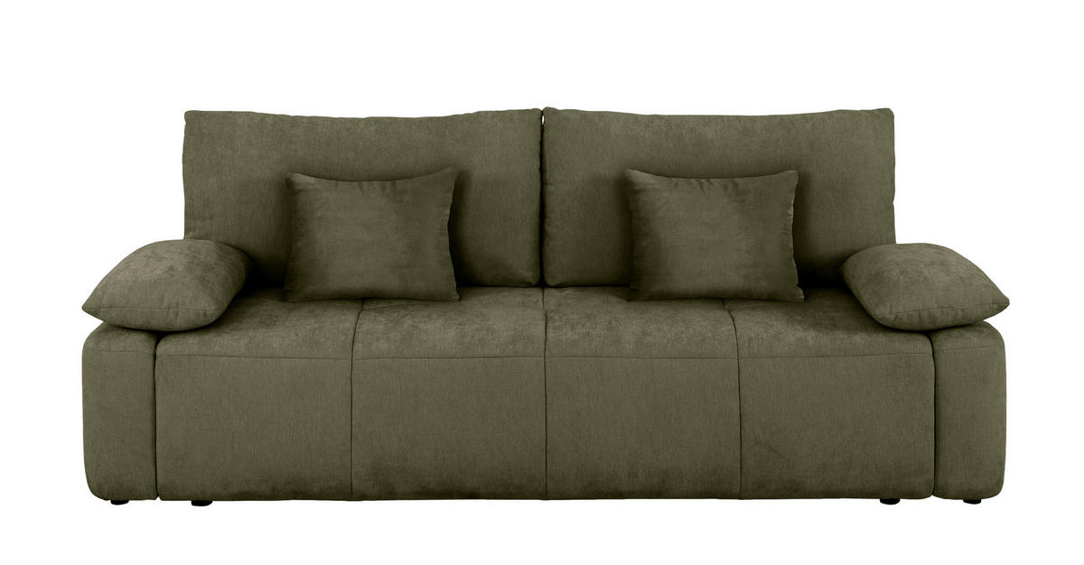 SCHLAFSOFA Olivgrün Rücken echt, Armteil links, Armteil rechts  - Schwarz/Olivgrün, Design, Kunststoff/Textil (240/93/108cm) - MID.YOU