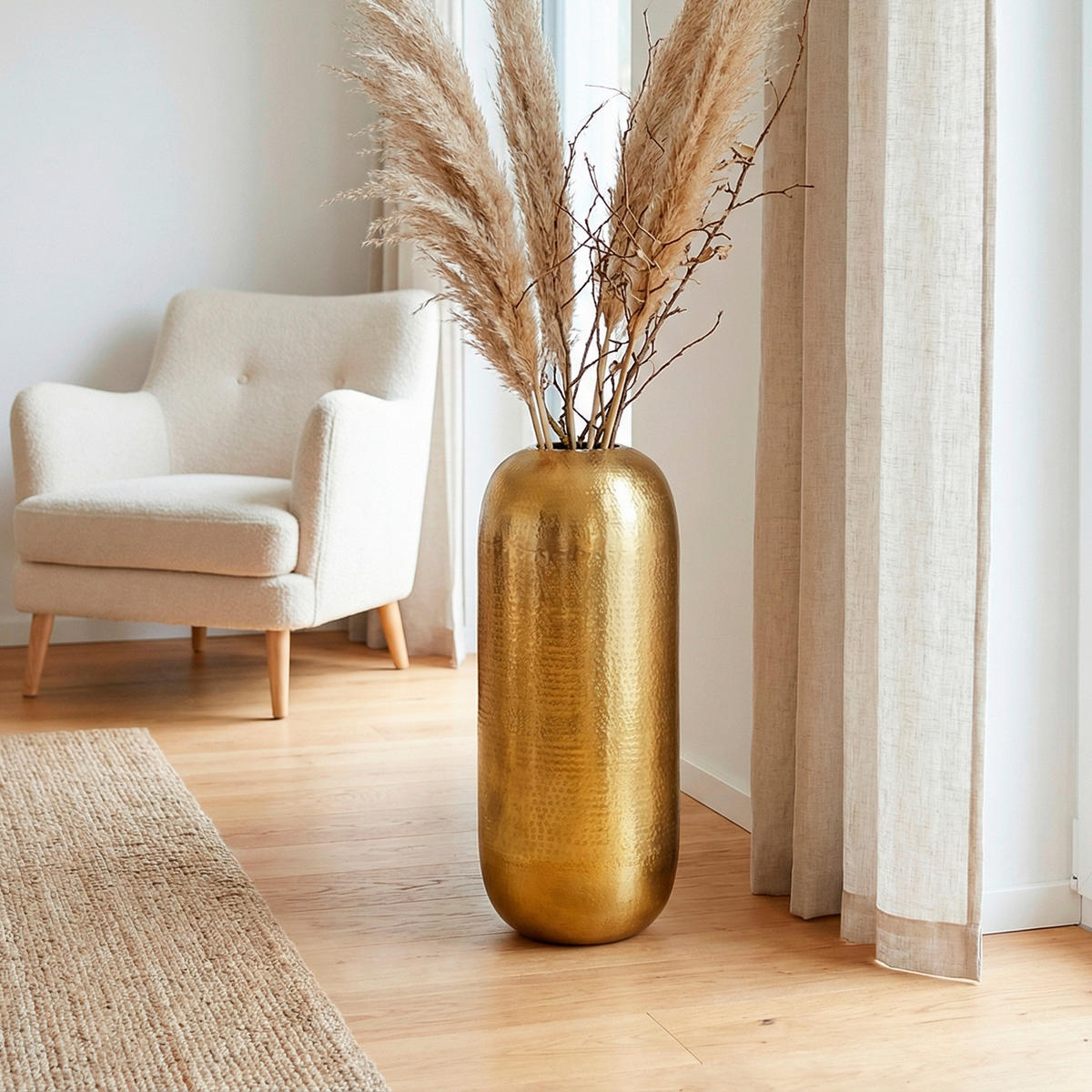 Vază 60 cm  - auriu, Design, metal (25/25/60cm) - MID.YOU