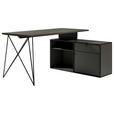 ECKSCHREIBTISCH 160/115/75 cm in Anthrazit, Schwarz - Anthrazit/Schwarz, Design, Holzwerkstoff/Metall (160/115/75cm) - Novel