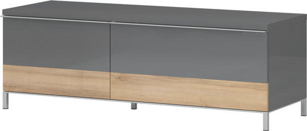 TV KOMODA boja orahovog drveta, antracit visoki sjaj  - boja oraha/boja nikla, Dizajnerski, metal/pločasti materijal (132/46/45cm)