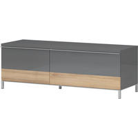 TV KOMODA boja orahovog drveta, antracit visoki sjaj  - boja oraha/boja nikla, Dizajnerski, metal/pločasti materijal (132/46/45cm)