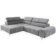 ECKSOFA in Webstoff Dunkelgrau  201/295 cm  - Dunkelgrau/Silberfarben, Design, Textil/Metall (201/295cm) - Hom`in