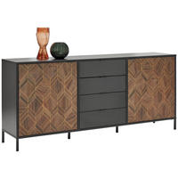 SIDEBOARD 187,8/84/42 cm  in Schwarz, Goldfarben  - Goldfarben/Schwarz, Trend, Holzwerkstoff/Metall (187,8/84/42cm) - Hom`in