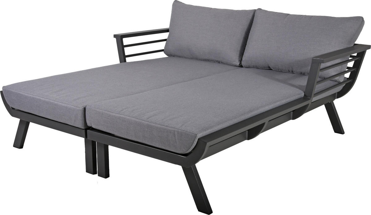 DOPPELLIEGE 170/62/175 cm  - Dunkelgrau/Grau, Basics, Kunststoff/Textil (170/62/175cm) - Gardenson