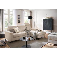 ECKSOFA in Cord Weiss, Perlmutt  - Weiss/Perlmutt, Konventionell, Textil/Metall (247/167cm) - Stylife