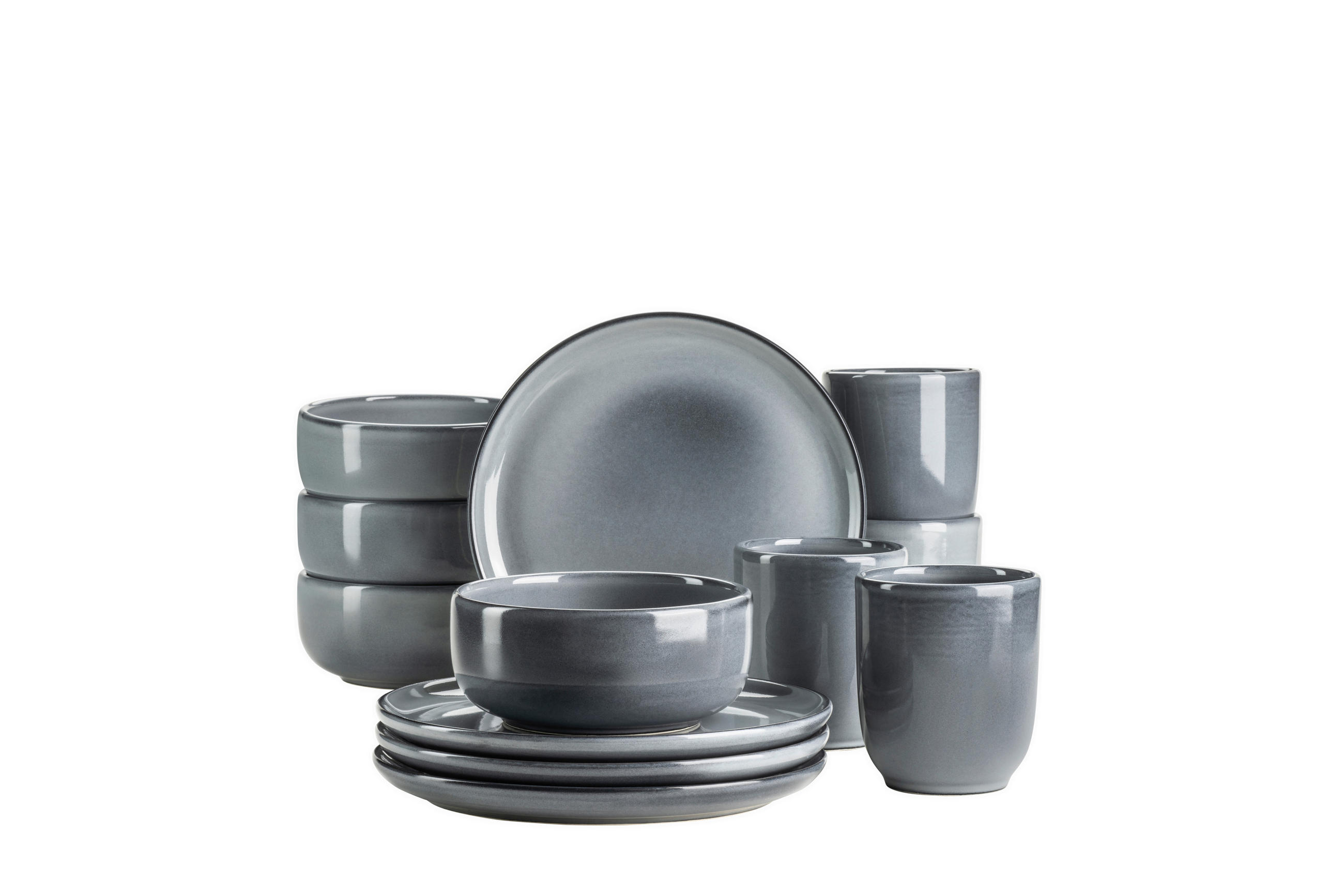 FRÜHSTÜCKSSERVICE Blaugrau  - Blaugrau, Basics, Keramik - Mäser