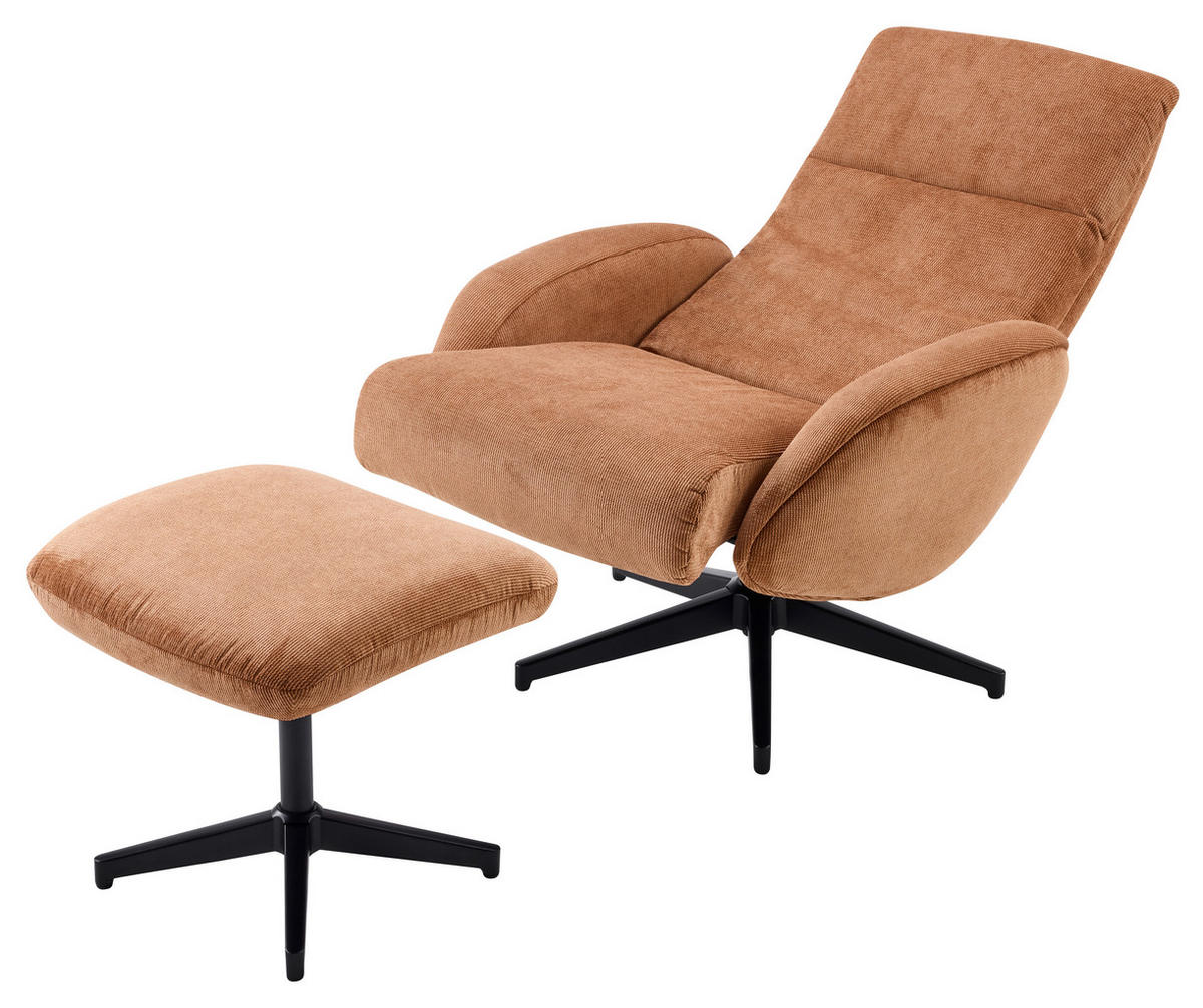 RELAXSESSELSET BASTY Webstoff Hocker    - Rostfarben/Schwarz, Design, Textil/Metall (75/107/77cm) - Livetastic