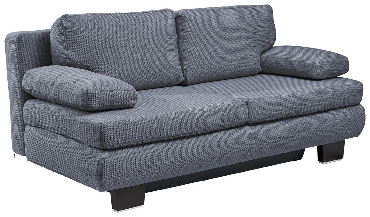 SCHLAFSOFA  mit Fußauswahl, Stoffauswahl, Schlafen auf Sitzhöhe, Rücken echt Blau, Grau  - Wengefarben/Blau, Design, Holz/Textil (203/94/100cm) - Novel