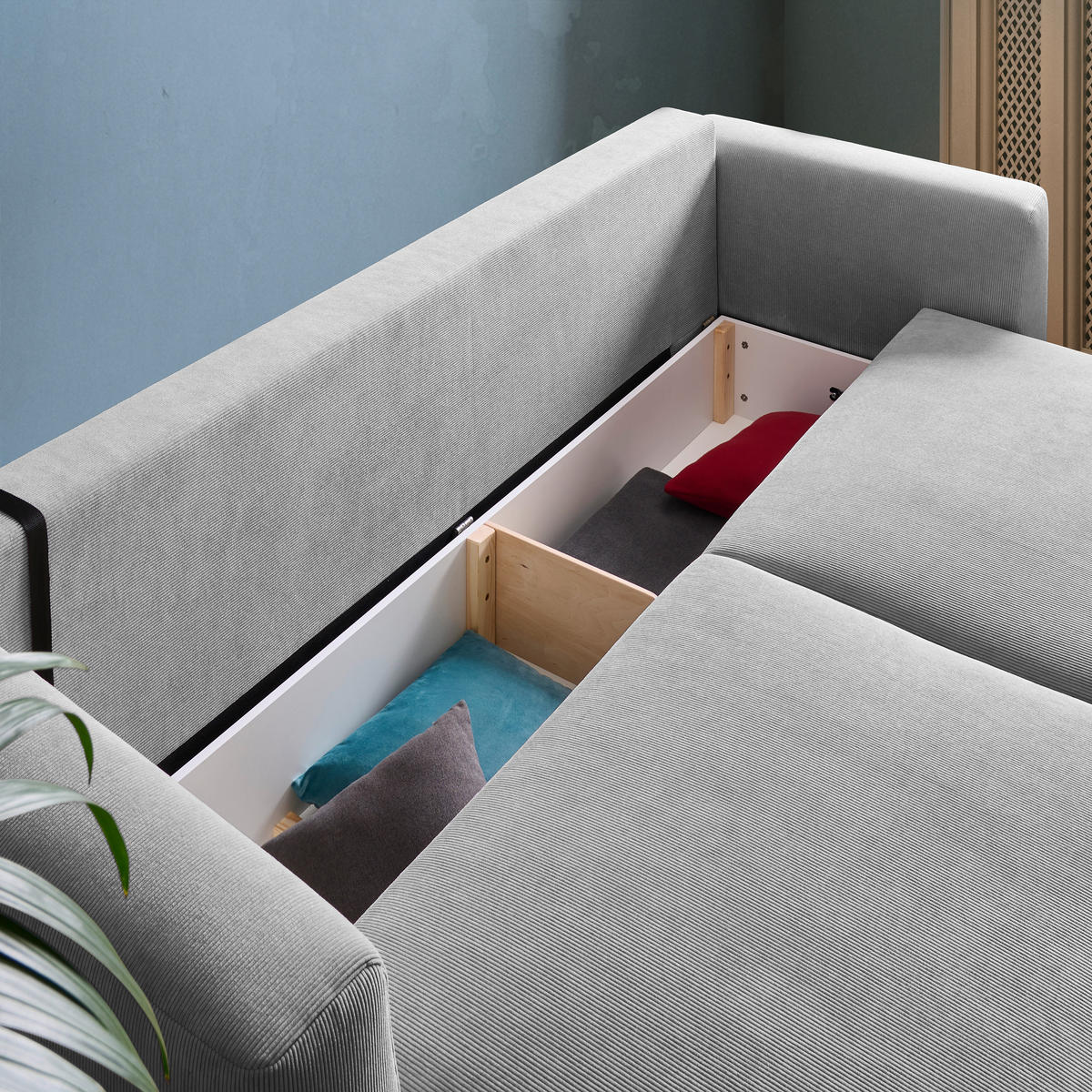 SCHLAFSOFA in Cord Silberfarben  - Silberfarben/Schwarz, Design, Kunststoff/Textil (250/92/105cm) - Carryhome