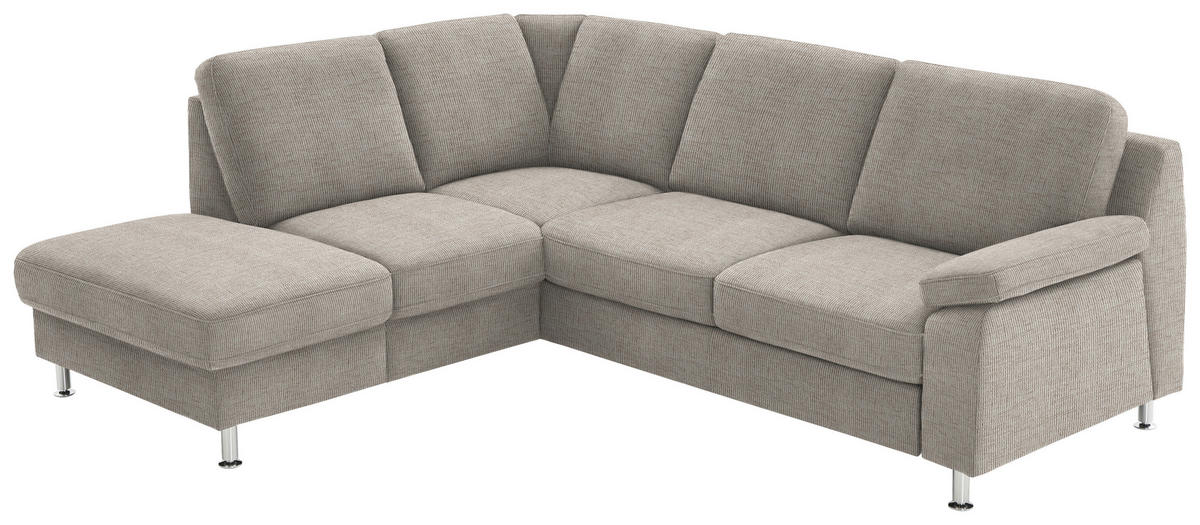 ECKSOFA in Webstoff Beige  - Beige/Alufarben, Konventionell, Textil/Metall (200/241cm) - Beldomo System