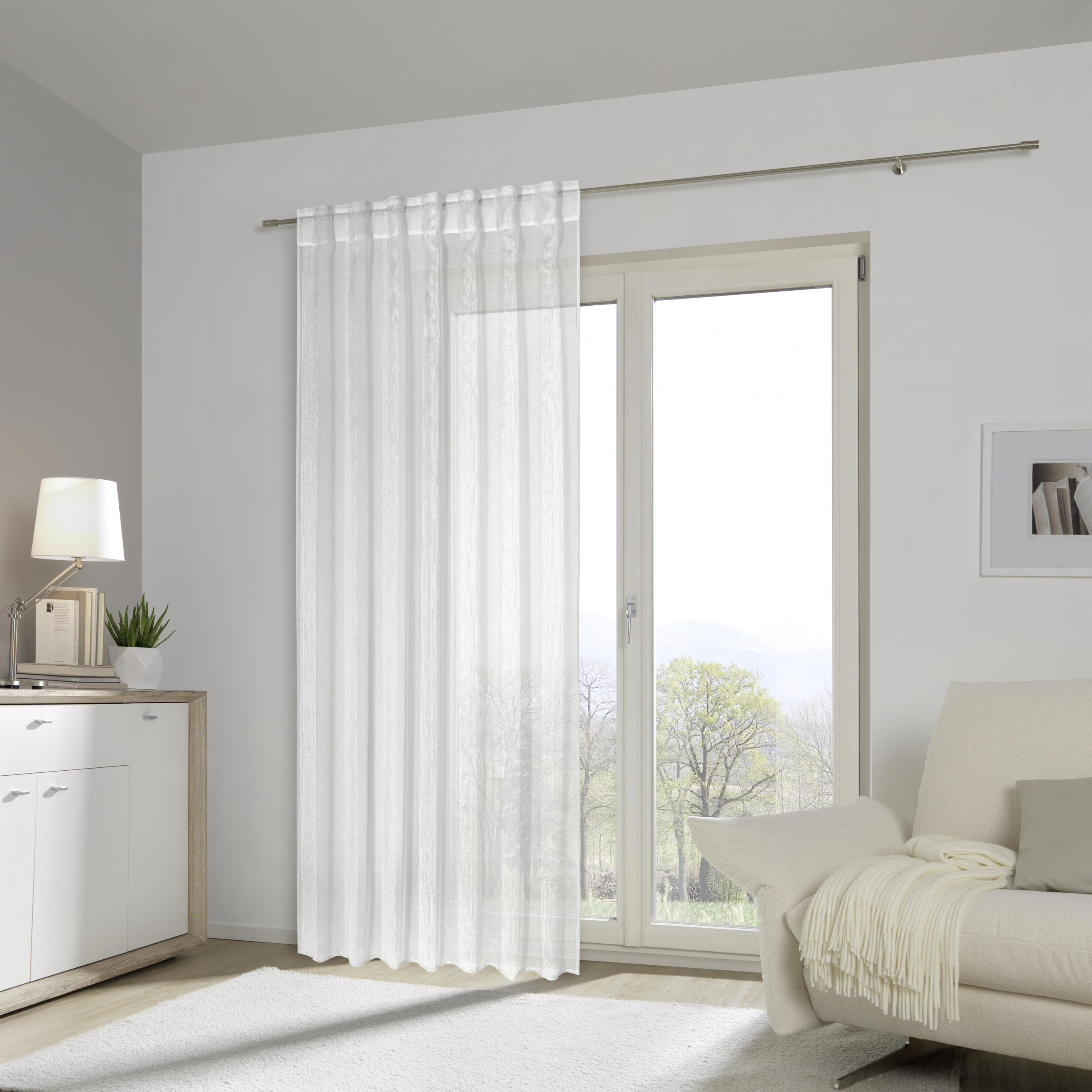FERTIGVORHANG  halbtransparent  140/245 cm   - Weiß, Basics, Textil (140/245cm) - Esposa