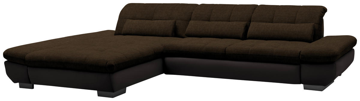 ECKSOFA in Mikrofaser Braun  - Schwarz/Braun, Design, Textil/Metall (204/341cm) - Xora